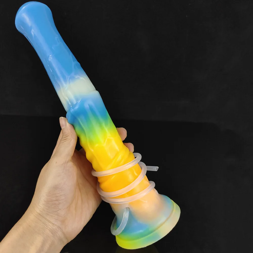 YOCY 11 بوصة الحصان القذف دسار متوهجة في الظلام واقعية الحيوان القضيب 10 طرق الهزاز قضبان اصطناعية لعبة جنسية من السيليكون ل 18 +