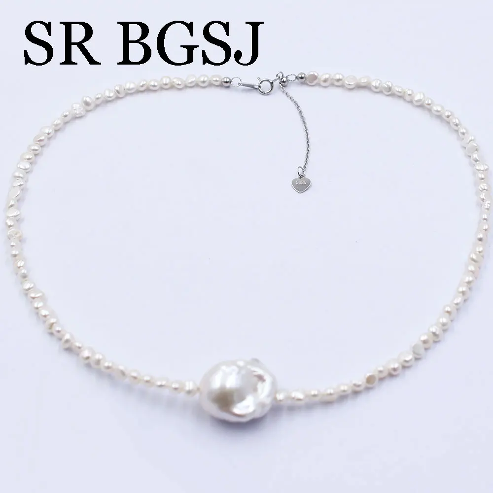 

3-4mm 16inch Small 100% Genuine Natural Freshwater White Pearl Beads Adjustable Choker Short Necklace