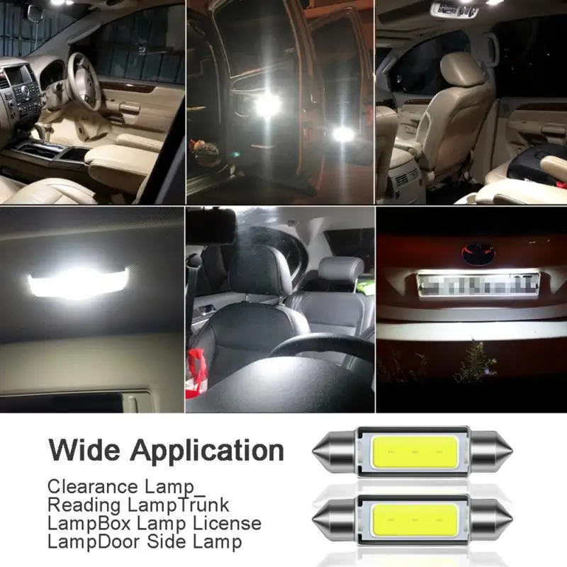 หลอดไฟ LED สำหรับรถยนต์ทรงโดม31มม. 36มม. 39มม. 41มม. C5W หลอดไฟรถอ่านหนังสือสีขาว6000K โคมไฟป้ายทะเบียนอ่านหนังสือ12V