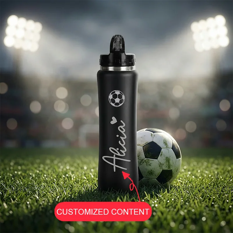 Personalised Football-themed Insulated Drinking Bottles, Customised Outdoor Cycling Water Bottles, Gifts for Men & Women