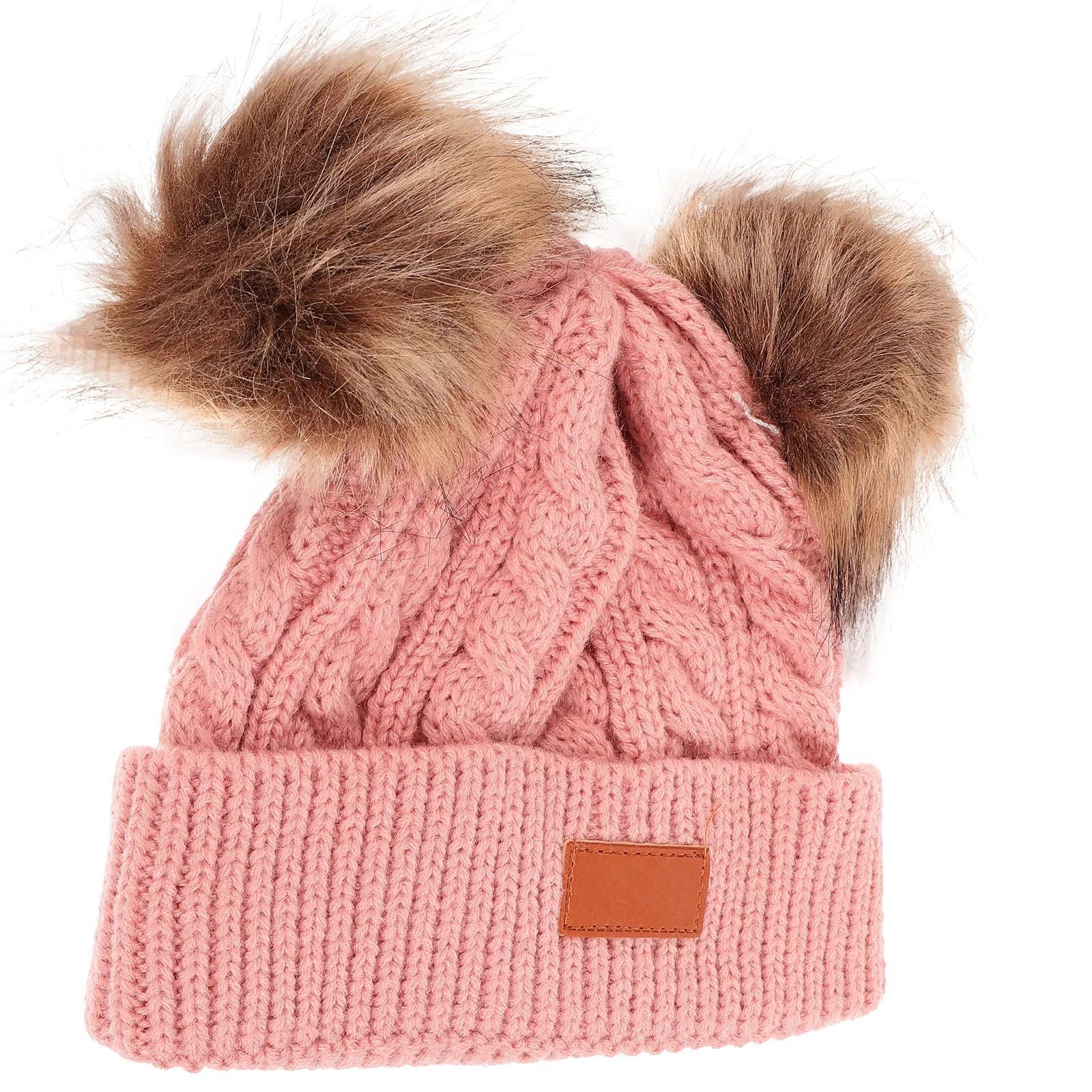 

Knitted Hat Skin Pink Kid Infant Beanies Twist Baby Boy Pom Hats for Kids Winter Crochet