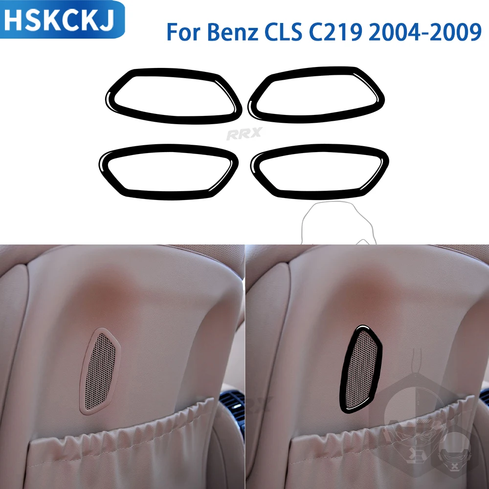 

For Mercedes Benz CLS C219 2004-2009 Accessories Car Black Plastic Interior Seat Back Air Outlet Frame Trim Sticker Decoration