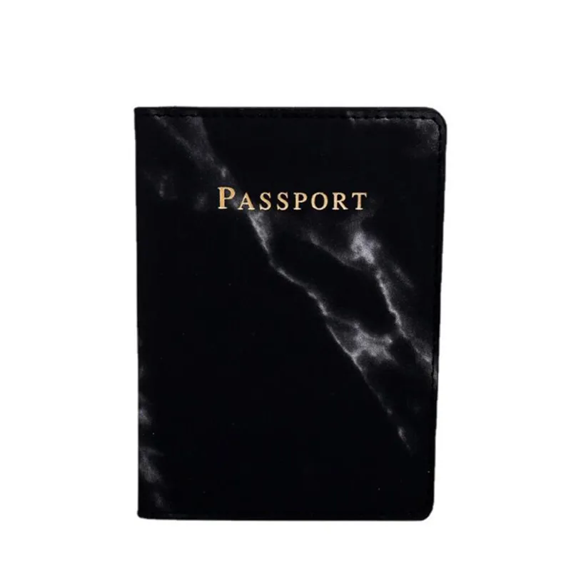 Funda de pasaporte de cuero Pu para hombre y mujer, Cartera de viaje de mármol, tarjetero de crédito, paquete, monedero