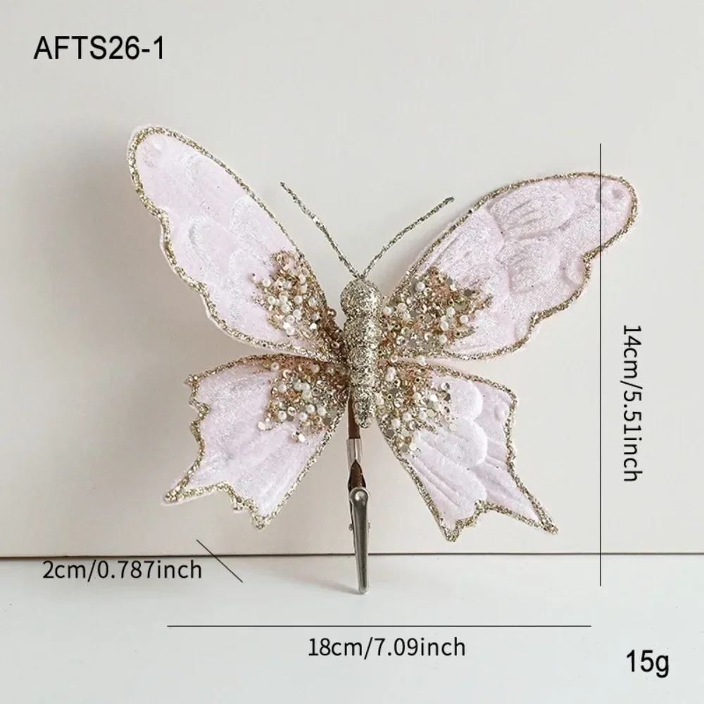 البلاستيك بريق فراشة يتدفقون مقلد الفراشة الاصطناعية كليب عيد الميلاد زهرة الترتر رائعة شجرة عيد الميلاد ديكور #6
