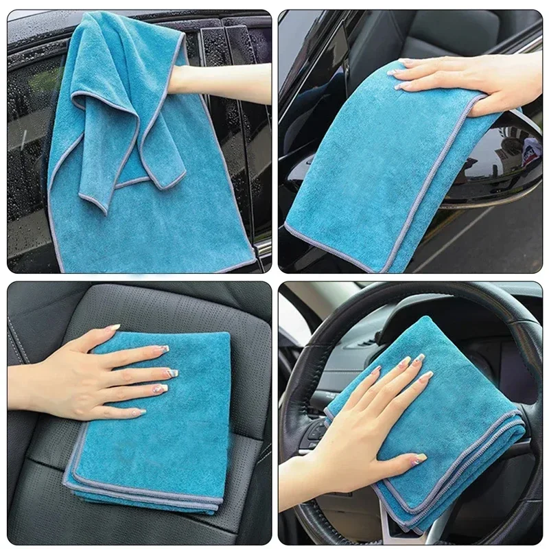 Thick and Absorbent Double-Sided Car Wash Towel for Gentle Cleaning and Waxing - Superfine Fiber and Short Wool Blend Amagi