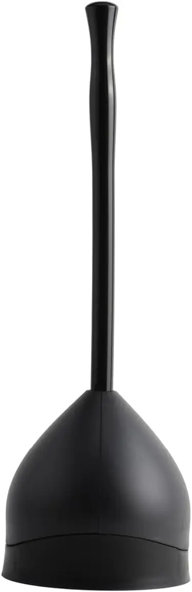 

Heavy-Duty Toilet Plunger and Hideaway Caddy Combo, 2-Piece Bathroom Set in Black