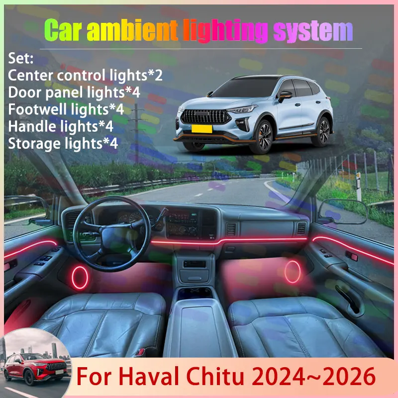 

For Haval Chitu 2024 2025 2026 Haval Jolion Pro 2/18 in 1 Car Atmosphere Light Lamp RGB Shade Ensemble Streamer Atmosphere Set