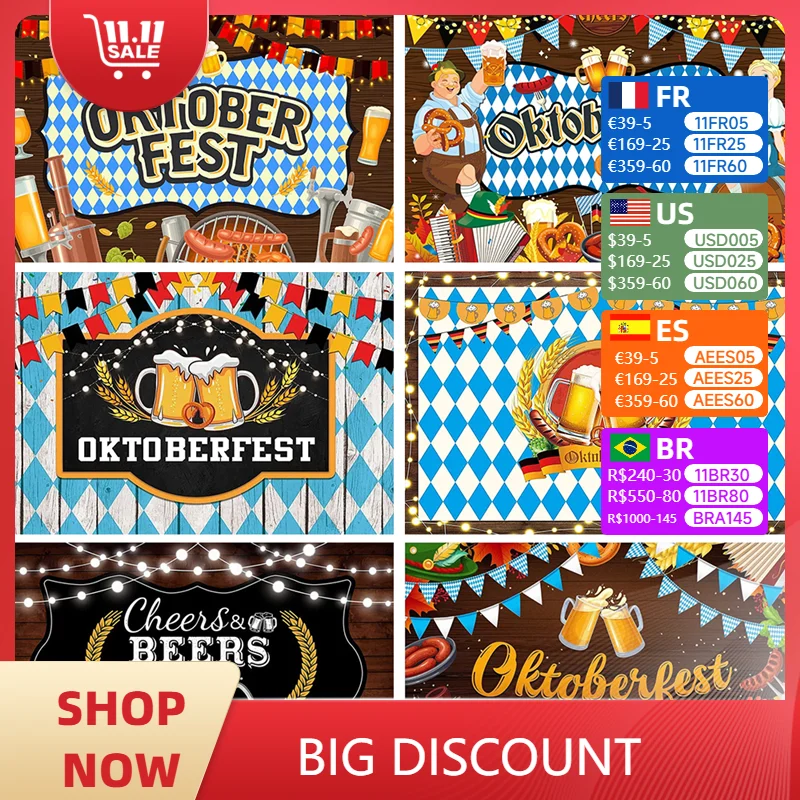 Oktoberfest Theme Backdrops Festa Beers Festival Dancing Party Decor German Town Street Bavarian Photography Background Poster