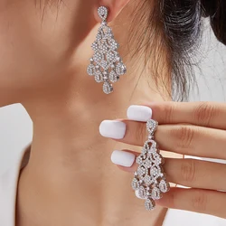 Trendy Clear White Water Drop Cubic Zirconia Drop Earring Women Long Tassel Brazil Style Party Earring Brincos Bijoux Gift