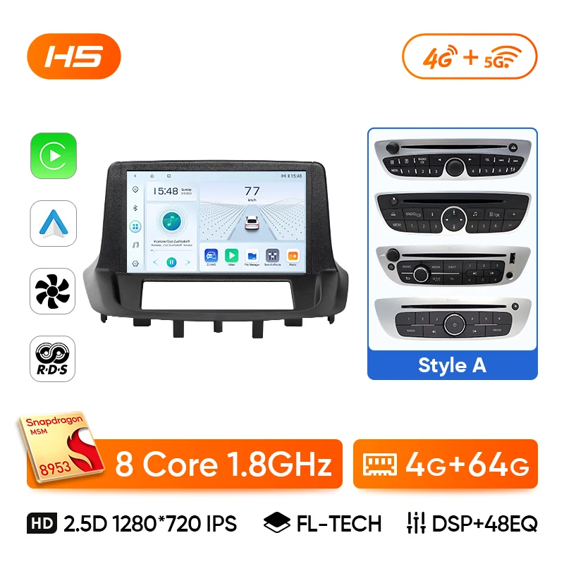 Ainavi autoradio multimediasysteem voor Renault Megane 3 RS Fluence Samsung SM3 2008 2010 2014 Android Auto draadloze Carplay DSP 4G