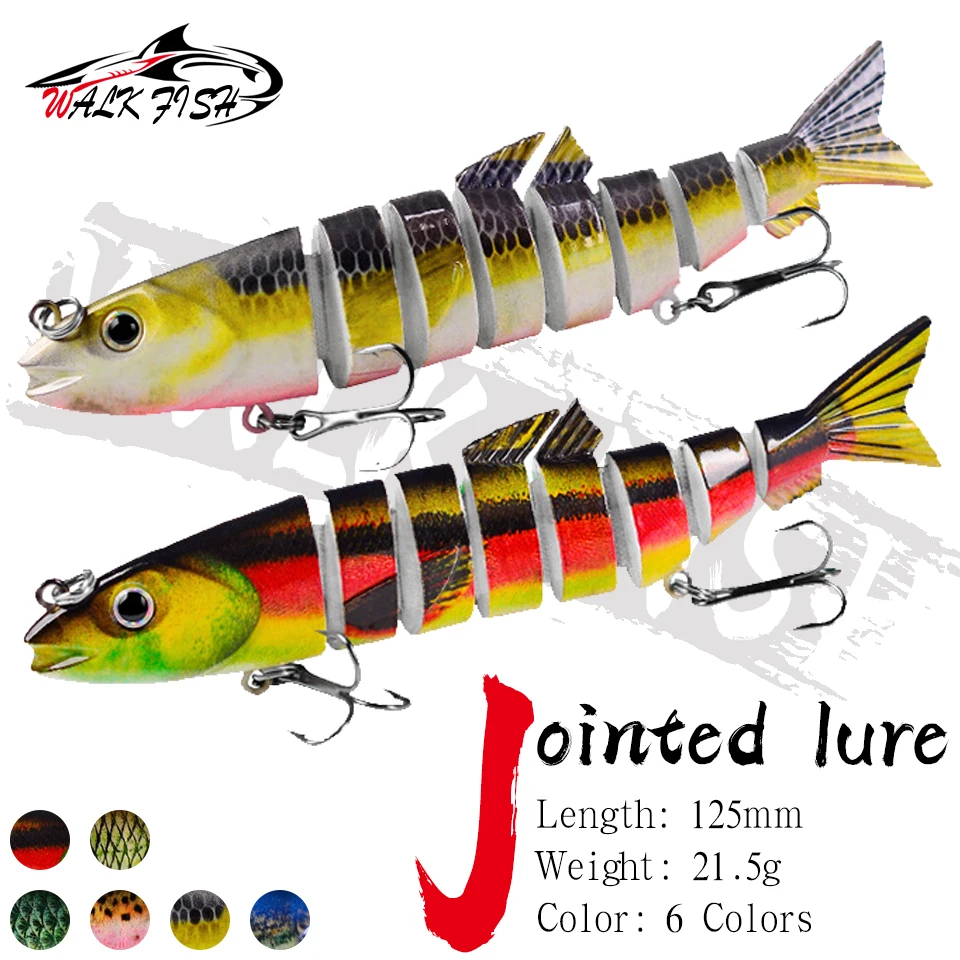 WALK FISH 1 Stück 12,5cm 21,5g Wobbler für Hecht Mehrteiliger Angelköder Künstlicher Harter Köder zum Schleppangeln Karpfenangel-Zubehör
