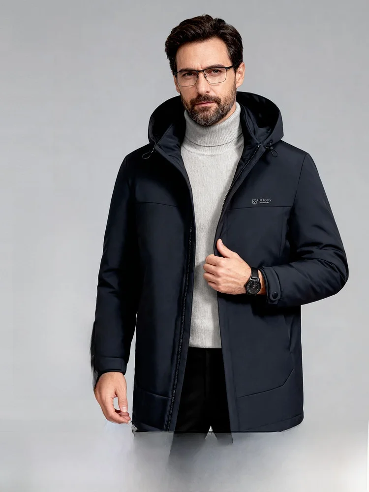 

Легкая короткая мужская пуховая куртка Snow Flying: деловой повседневный стиль, высокая теплостойкость, утепленная, из нейлоновой ткани, со съемным капюшоном, городской дизайн.