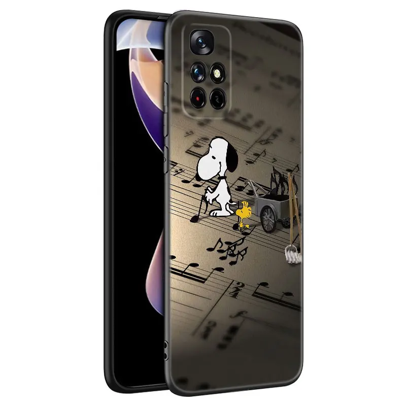 Cartoon-S-Snoopy-Doges Black Silicone Phone Case For Xiaomi Redmi Note 9 10 11 11S 11T 12 13 Pro 5G Plus 9S 10S 12S