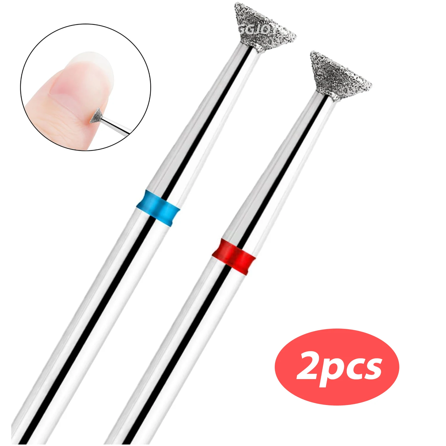 2pcs Flame Shape Diamond Cuticle Nail Drill Bit Set, Pro Manicure Drill Bits for Nail Prep, 3/32 Shank Efile Bit(Fine+Medium)