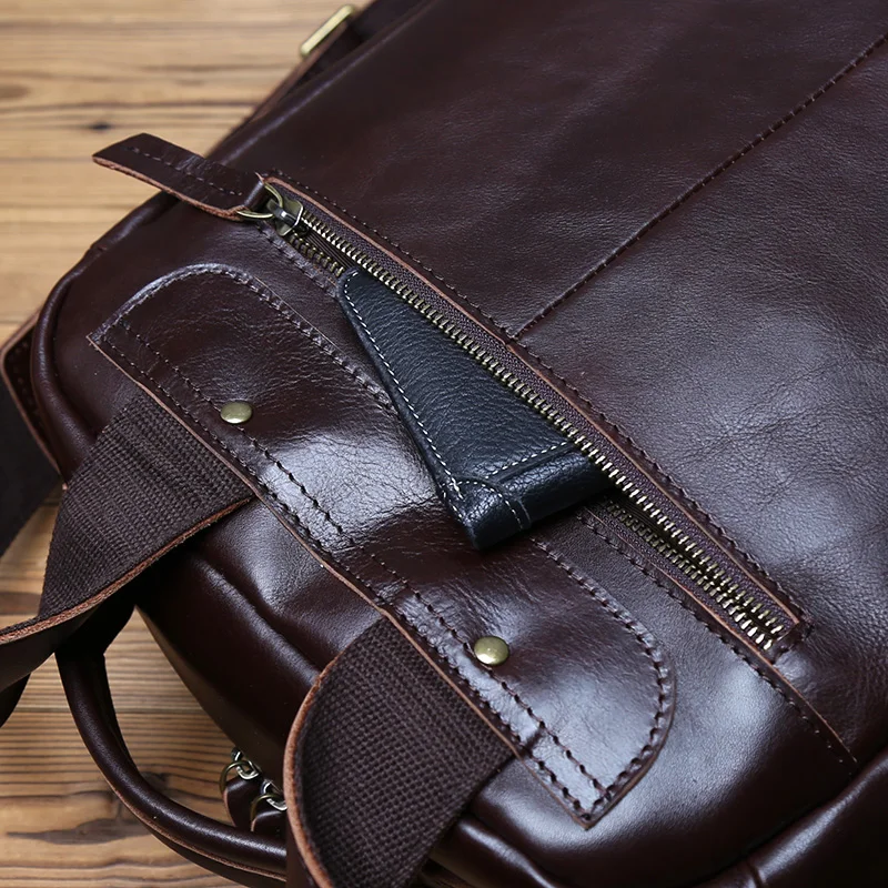 NZPJ Retro Echtes Leder männer Rucksack Mode Rucksack Top Schicht Rindsleder Computer Rucksack Große Kapazität Reisetasche – Detail 14