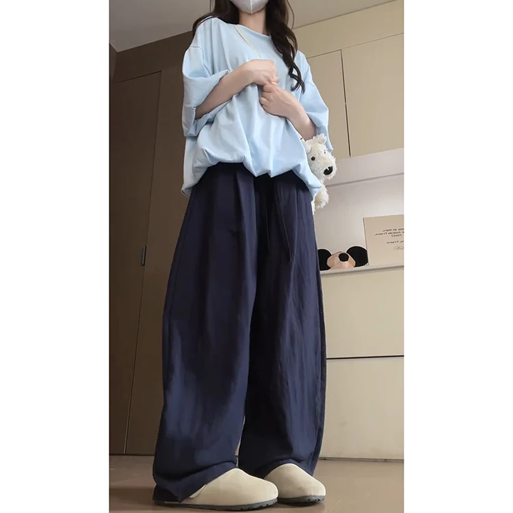 Pantalones de ocio Retro perezosos de cintura alta para mujer, novedad de verano 2021, pantalones deportivos sueltos adelgazantes transpirables de lino, pantalones de pierna recta