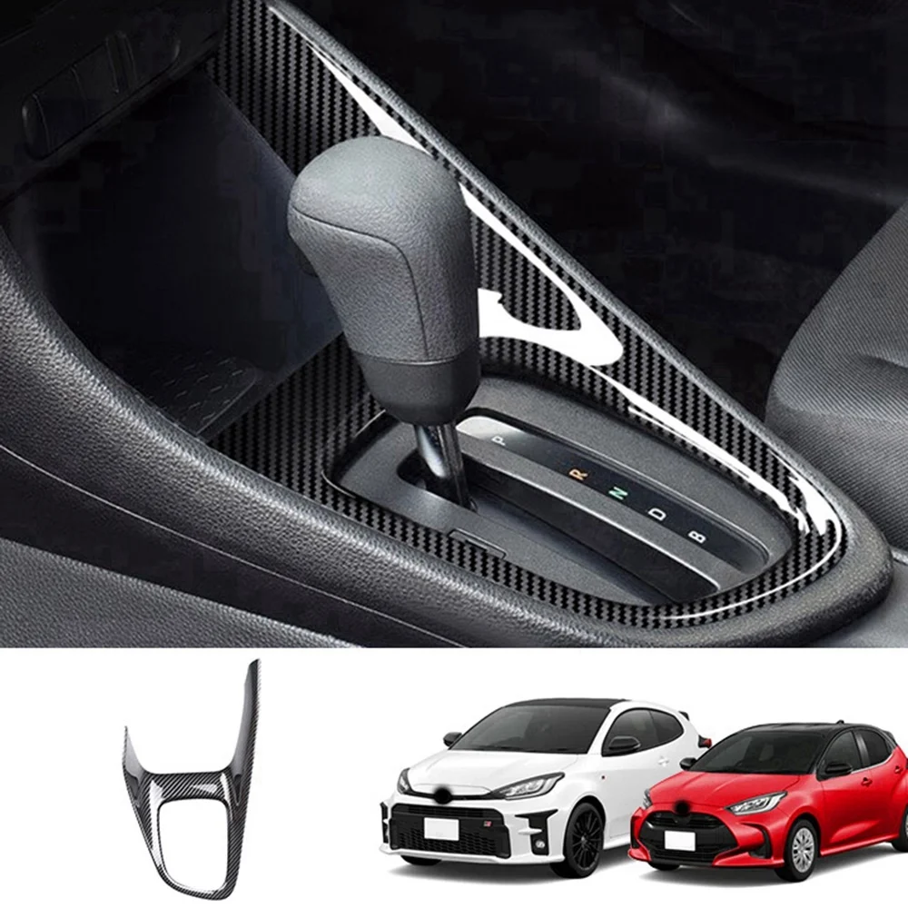 Car Central Control Gear Panel Cover Gearbox Panel Frame for Toyota YARIS CROSS Hatchback 2020 2021 Carbon Fiber Pattern