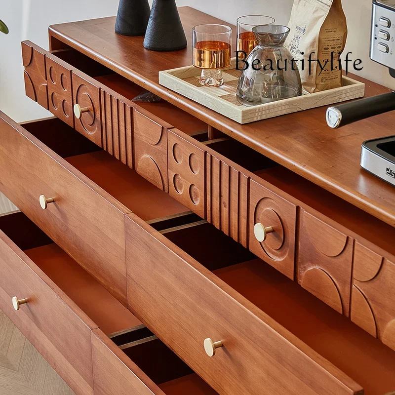 aMedieval solid wood porch cabinet, bedroom, living room, carved locker, designer style, high sense