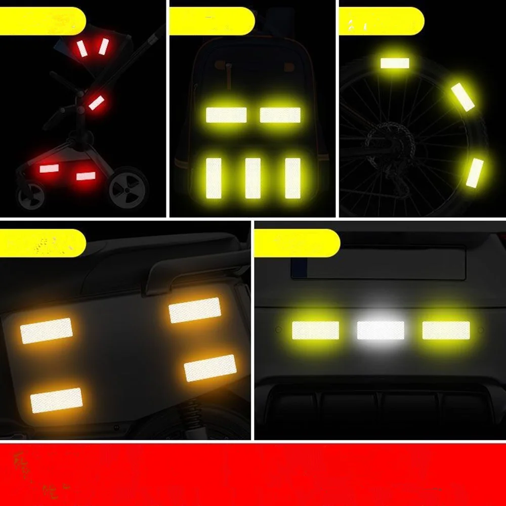 Colorful Car Bumper Reflective Stickers Secure Reflective Warning Strip Tape Sticker Decals New Arrival Auto Styling Decal 2Pcs