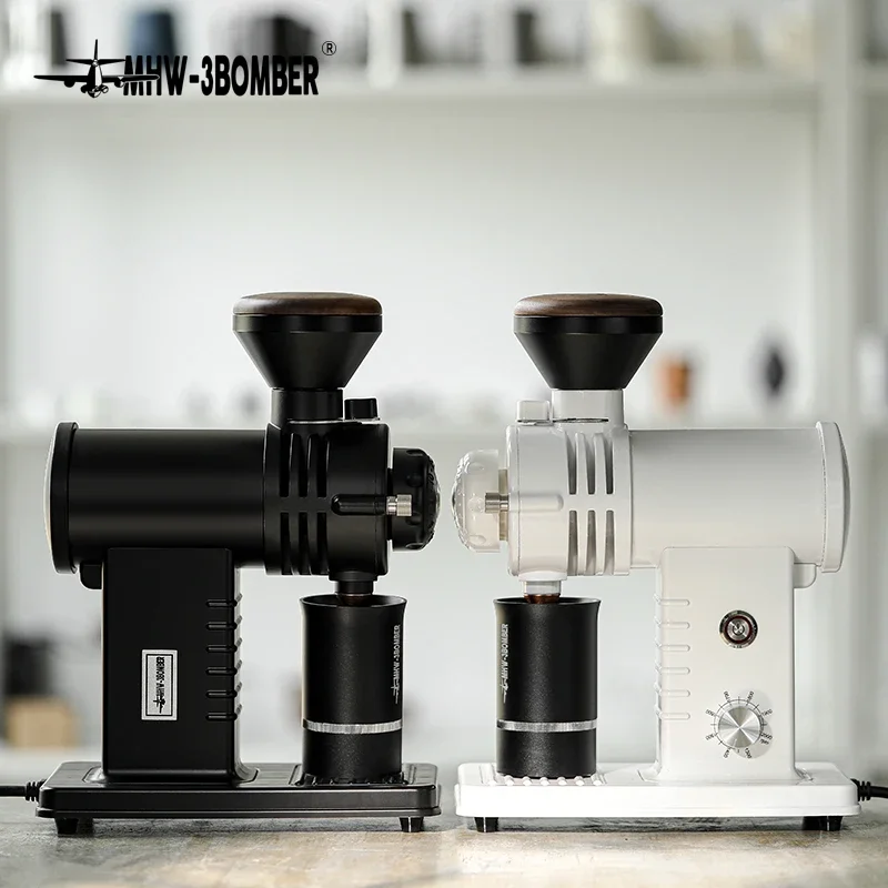 MHW-3BOMBER Adjustable Electric Coffee Grinder 78mm Blades with Espresso Sifter Dosing Cup & Brush Set Coffee Bean Hopper