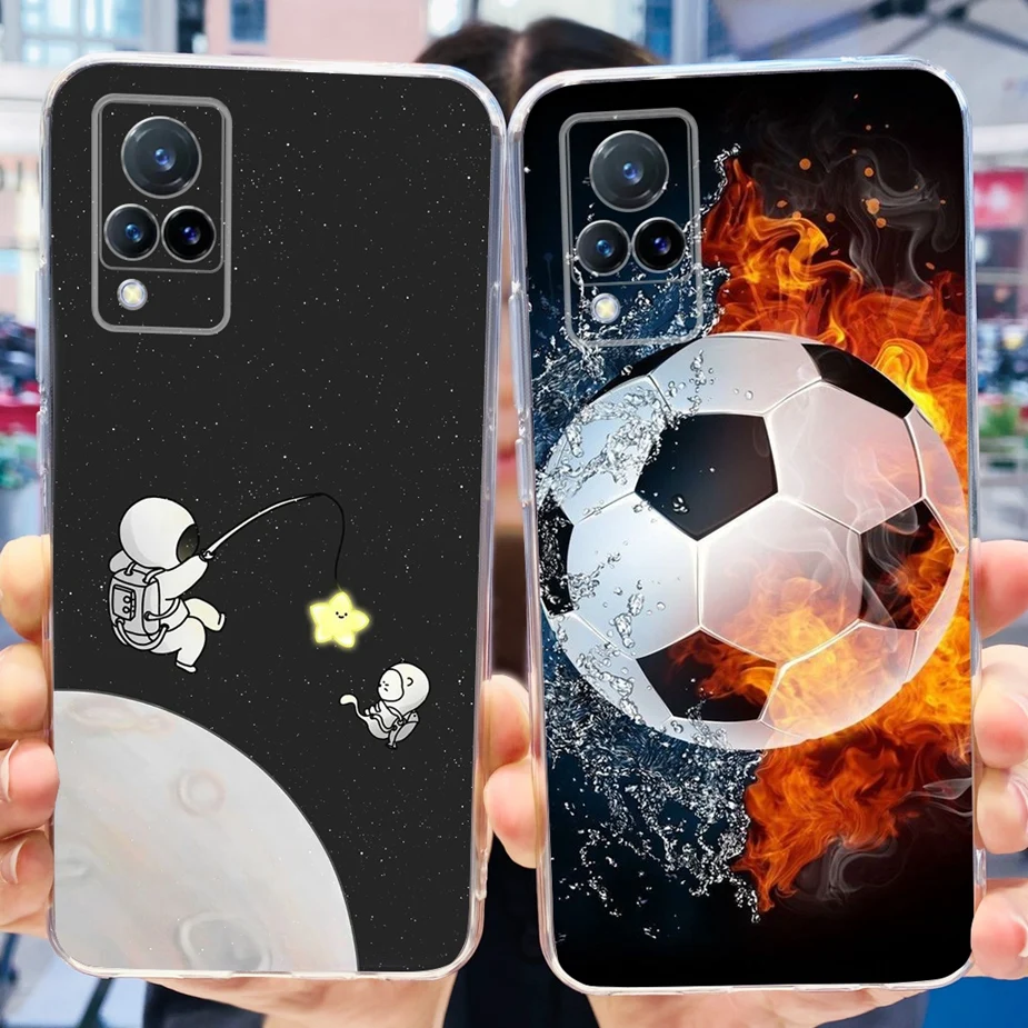 For Vivo V21e Case V2061 Stylish Painted Cover Soft Silicone Phone Case For Vivo V21 V 21 e VivoV21 V21e Back Cover 6.44'' Coque