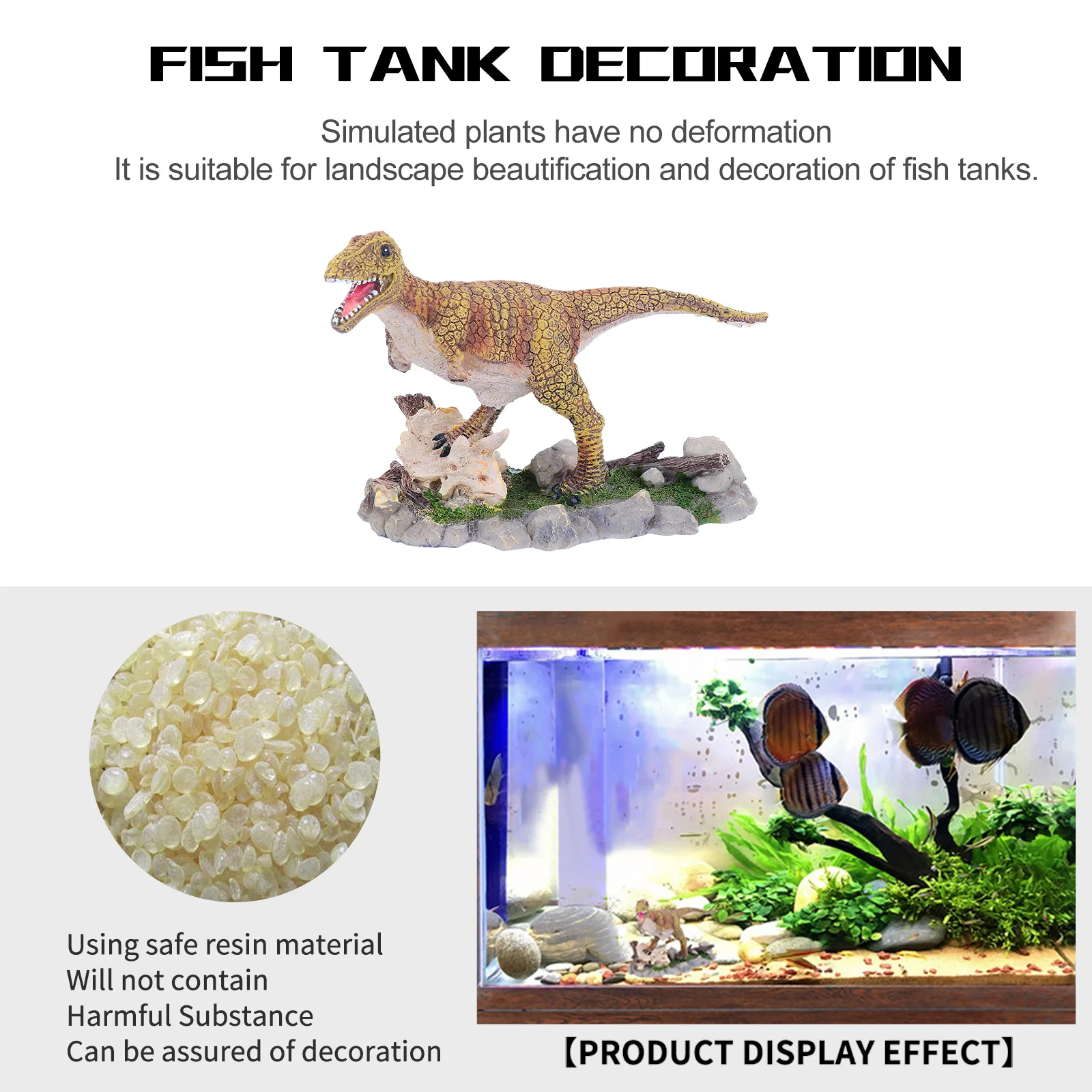 

Aquarium Dinosaur Resin Artificial Decoration Simulation Reptile Cage Ornament Fake Dinosaur Landscape Accessory Safe for Pets