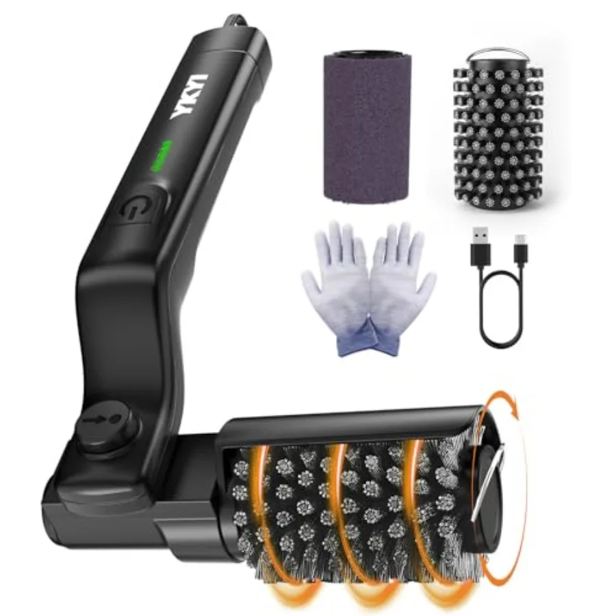 

Electric Grill Brush for outdoor stainless steel and cast iron grates, black, cordless rechargeable with 180 adjustable head an