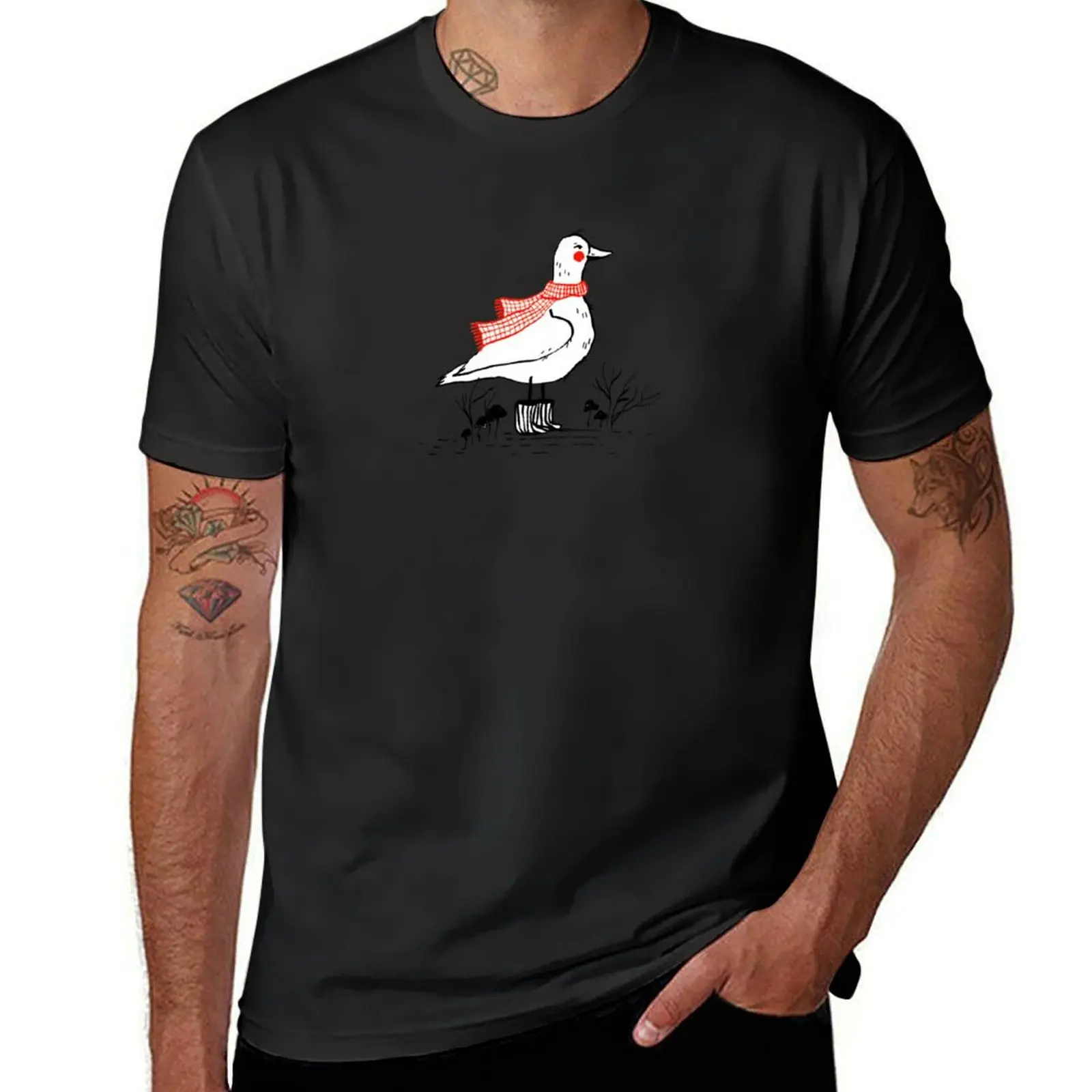 Cute white duck in winter T-Shirt boys whites customs design your own mens t shirts