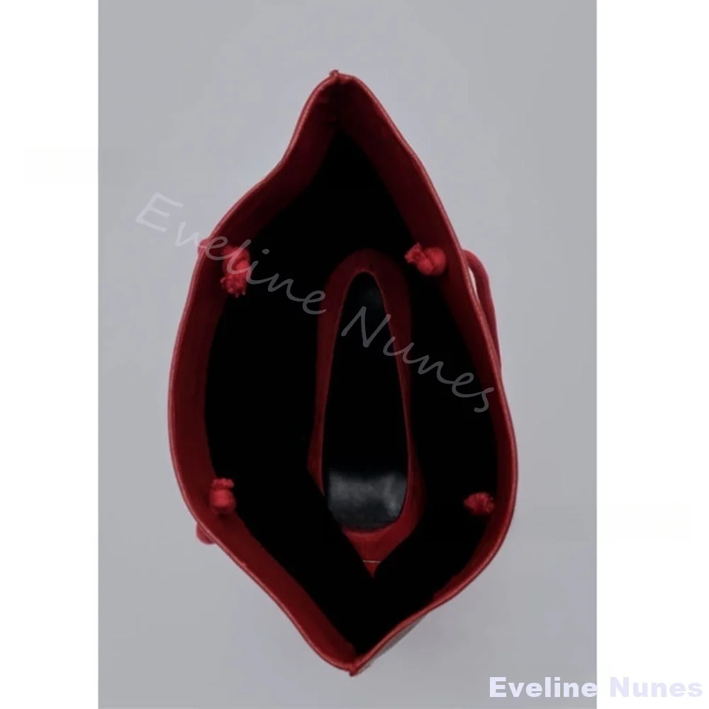 واسعة الساق فضفاضة باليد أحذية طويلة النساء الأحمر الجلود خنجر كعب أشار تو الانزلاق على بنطلون الأحذية السوداء تصميم الأزياء الأحذية #6