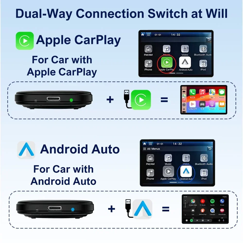 Vcarlinkplay 2026 Carplay AI Box Android 15 Kabelloser Android Auto Carplay Adapter für Netflix YouTube Smart Car Systeme Geschenke – Detail 10