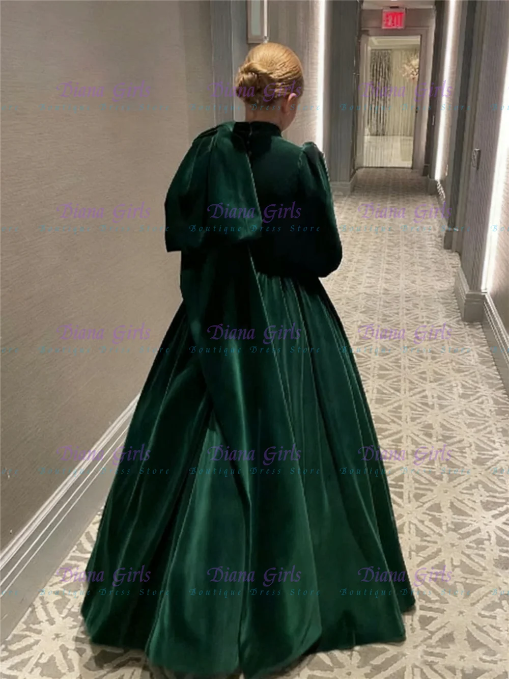 Quality Elegant Green Velvet Flower Girl Dress High Waist Balloon Fluffy for Little Girls Wedding Communion Gowns Customisable