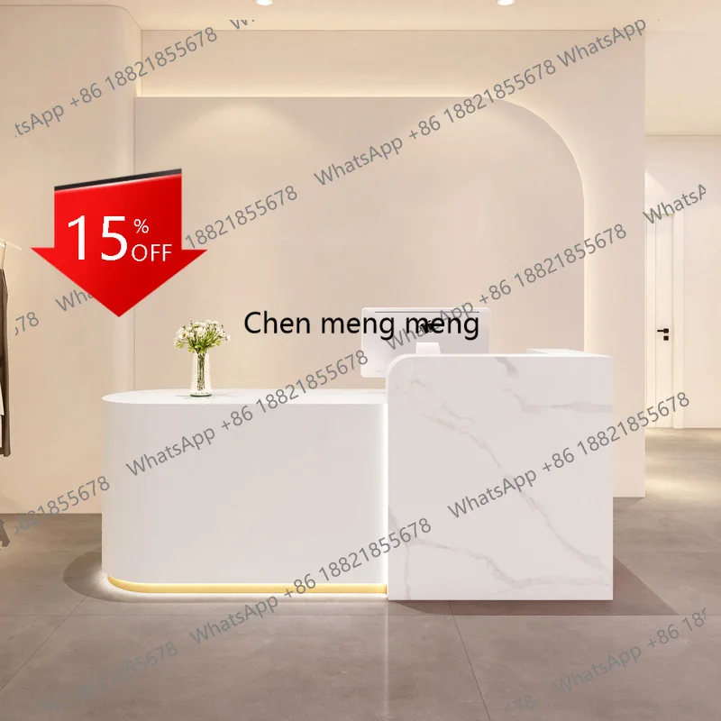 

A139 Curved Led Lights Reception Desks Organizers Reception Desks Aesthetic Minimalist Mostrador De Tienda Commercial Furniture