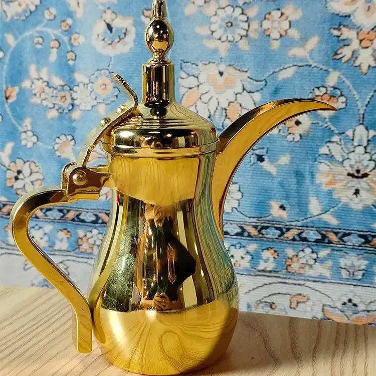 Arabic coffee pot can be heated, gold high-end coffee pot, stainless steel pot, tea pot, palace style, boiled water, milk