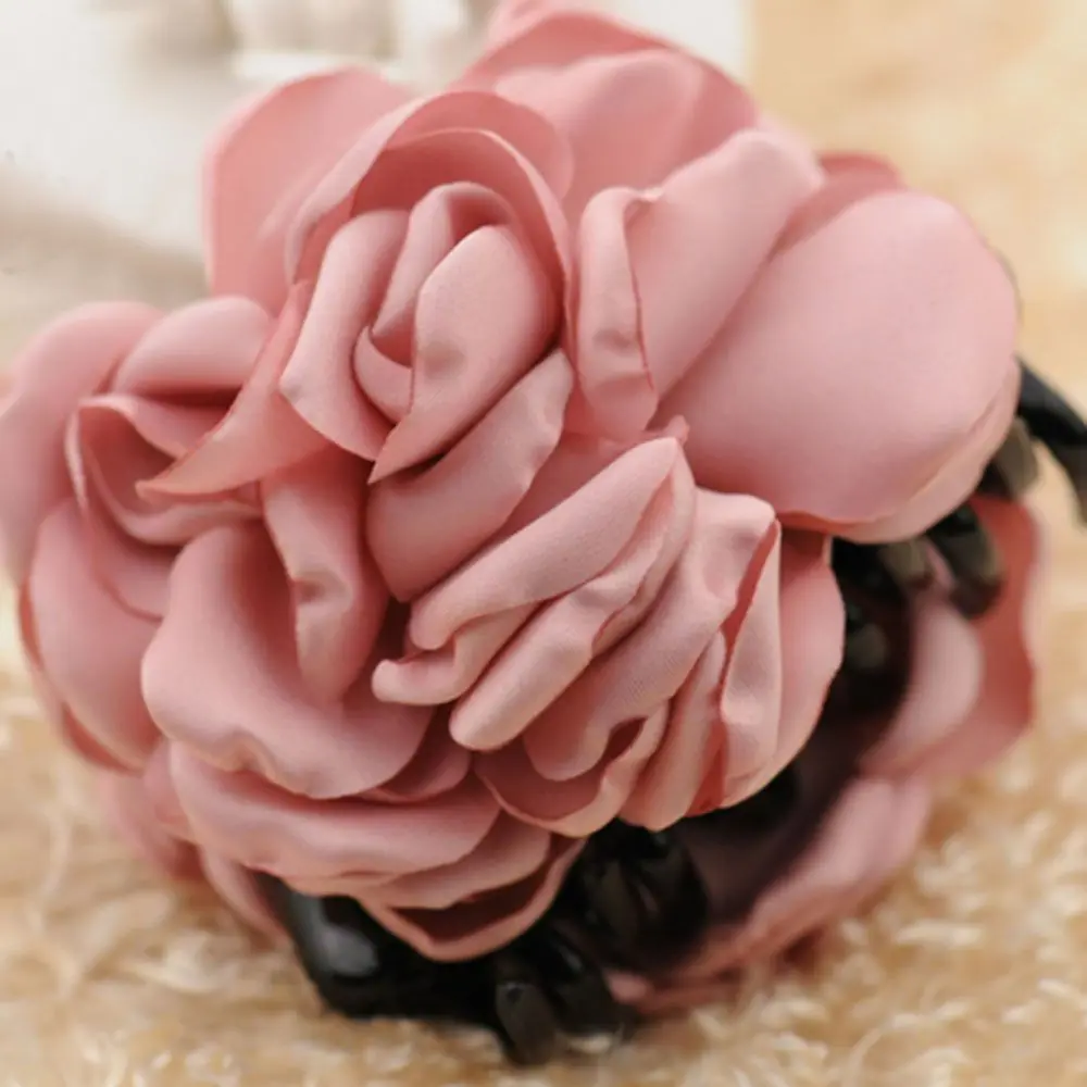 Elegante moda donna Chiffon donne coreane fermaglio per capelli rosa fiore Barrette capelli artiglio mascella