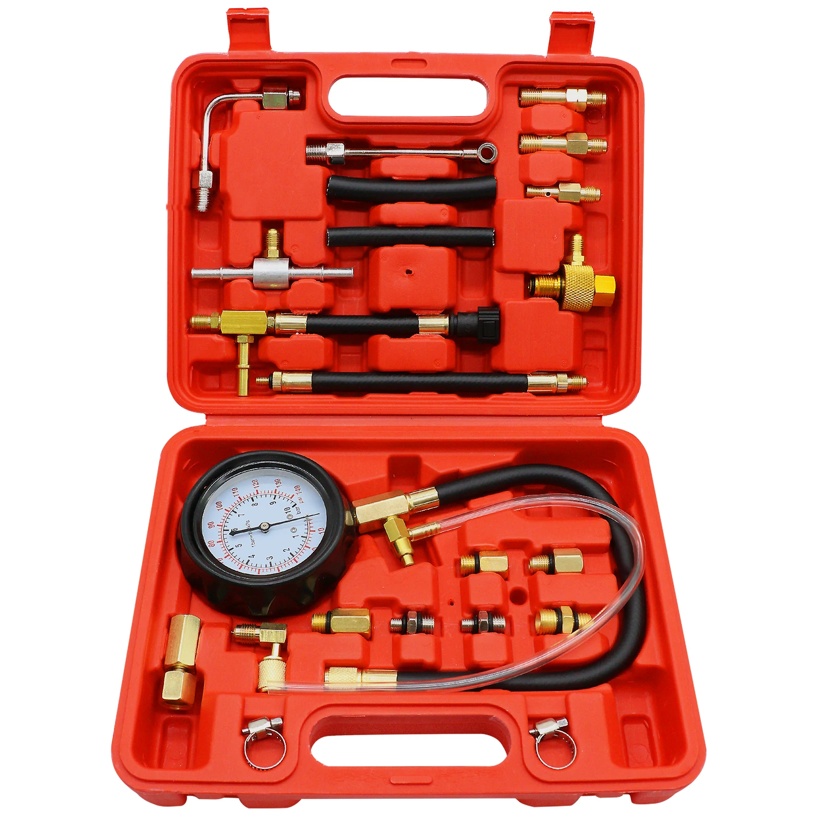 New TU-114 Upgraded Fuel Injection Pump Pressure Tester Gauge Diagnostic Tools Kit,Engine Gasoline Test Tool Set for Most Cars