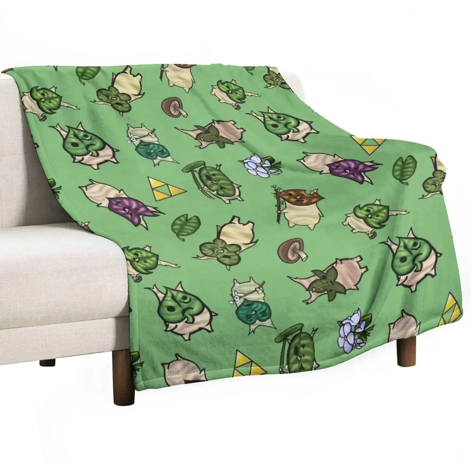 Korok Repeating Pattern (Light Green) Throw Blanket Bed Decorative Sofas Blankets