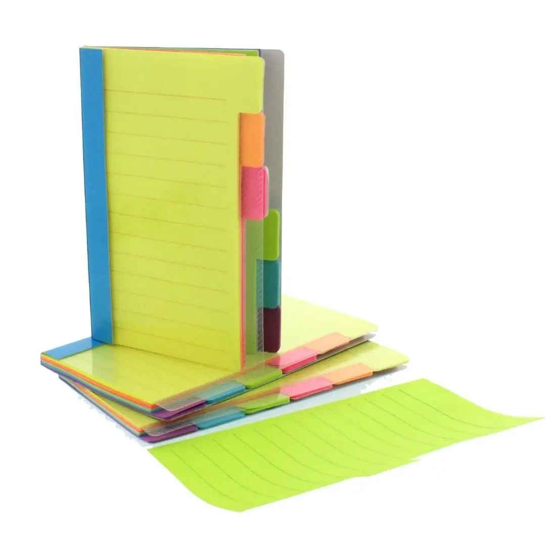 1Pack Neon Tabbed Divider Sticky Notes – 60 Ruled Pads Oblique Shape for Easy Categorization and Visibility