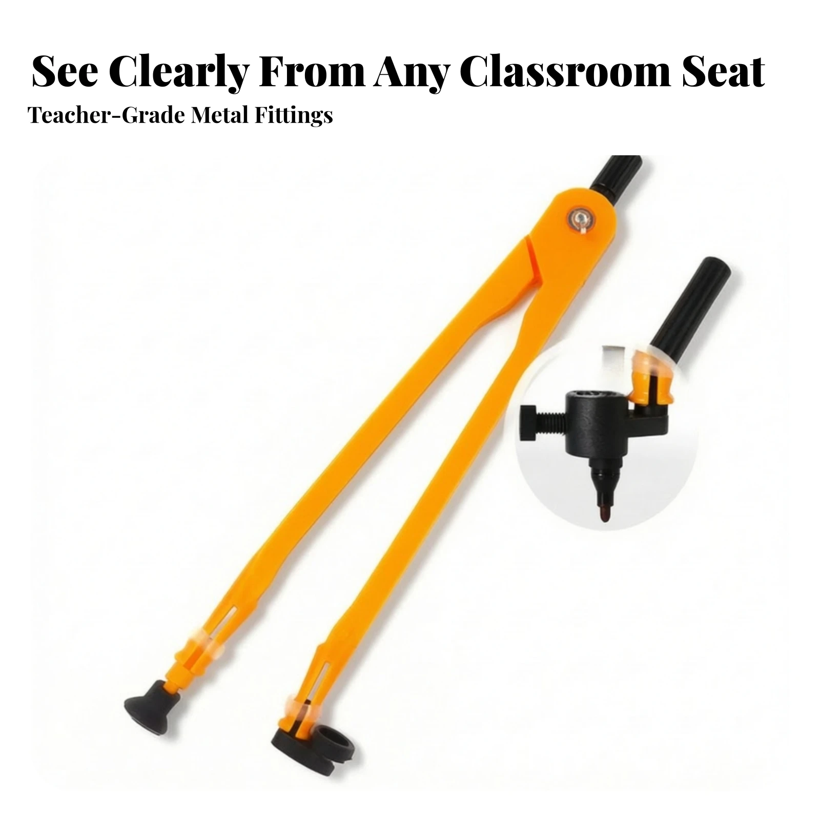Large Plastic Teaching Compass Versatile Giant Classroom Compass Two-in-oneUse Whiteboard Compatible for Math Teachers