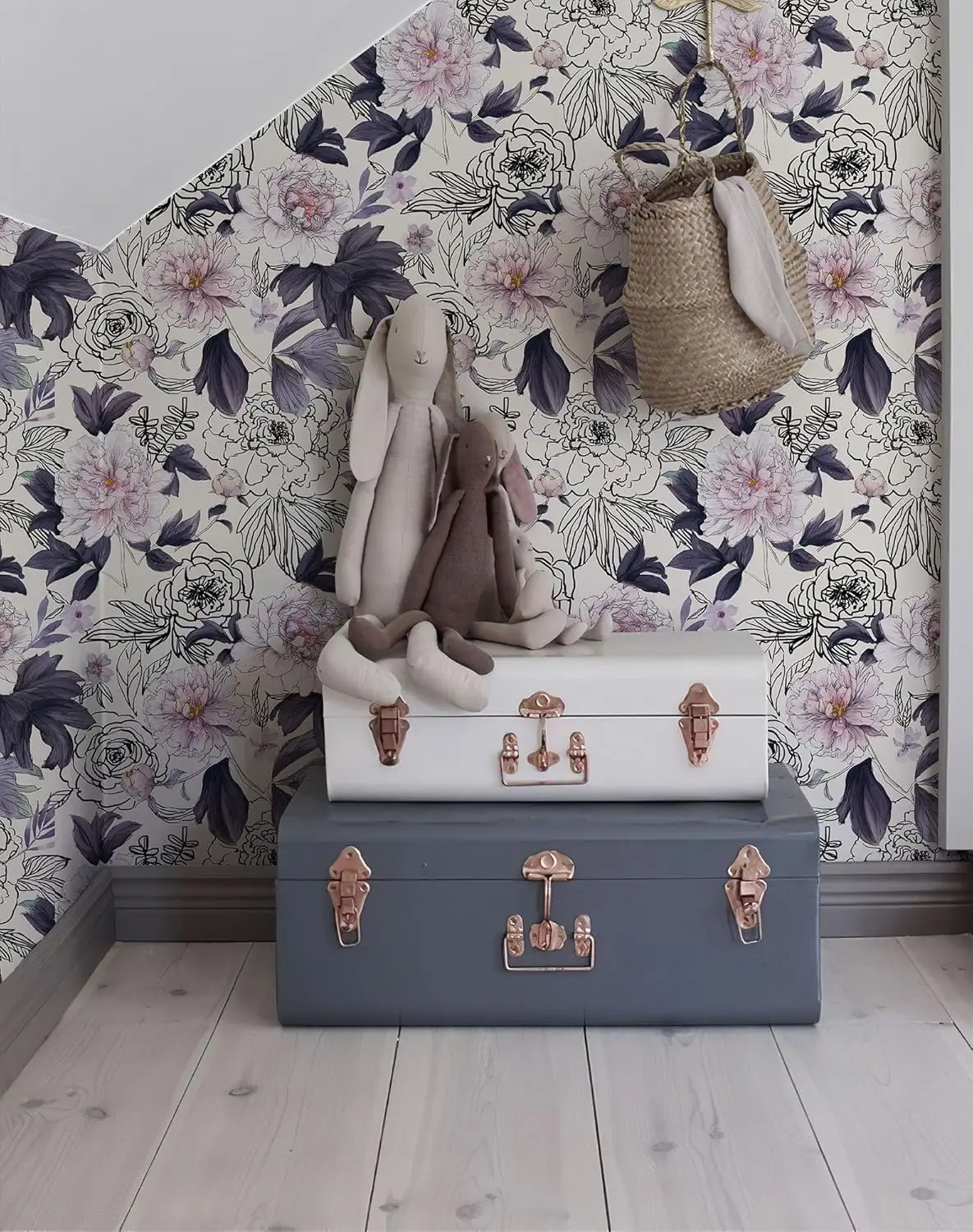 Purple Floral Peel and Stick Wallpaper Peony Flower Contact Paper Removable Waterproof Self Adhesive Wall Paper for Bedroom