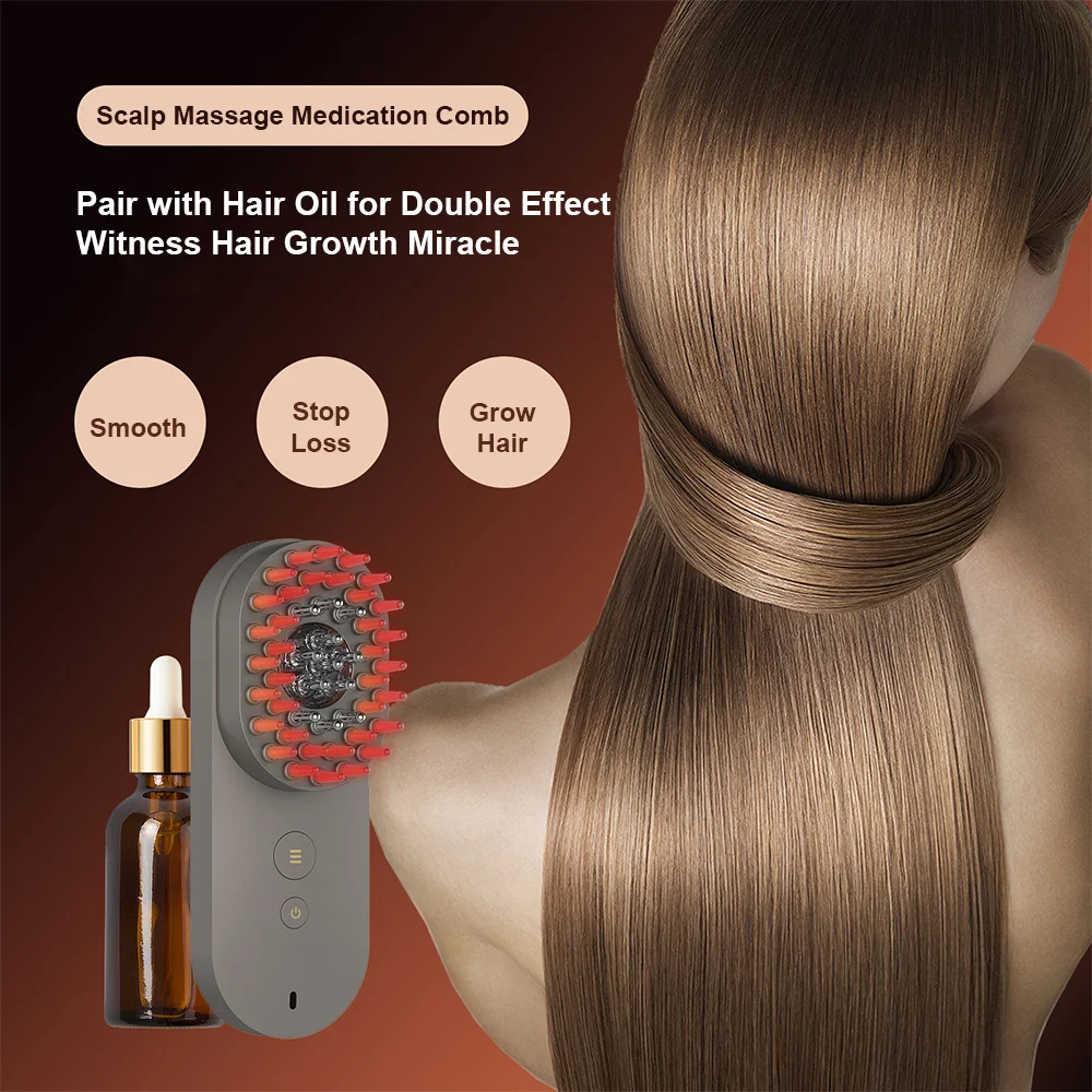 

3-Colors Light Scalp Massage Comb Anti Hair Loss EMS Pulse Vibration Massage Brush Essence Liquid Medicine Applicator Hair Care