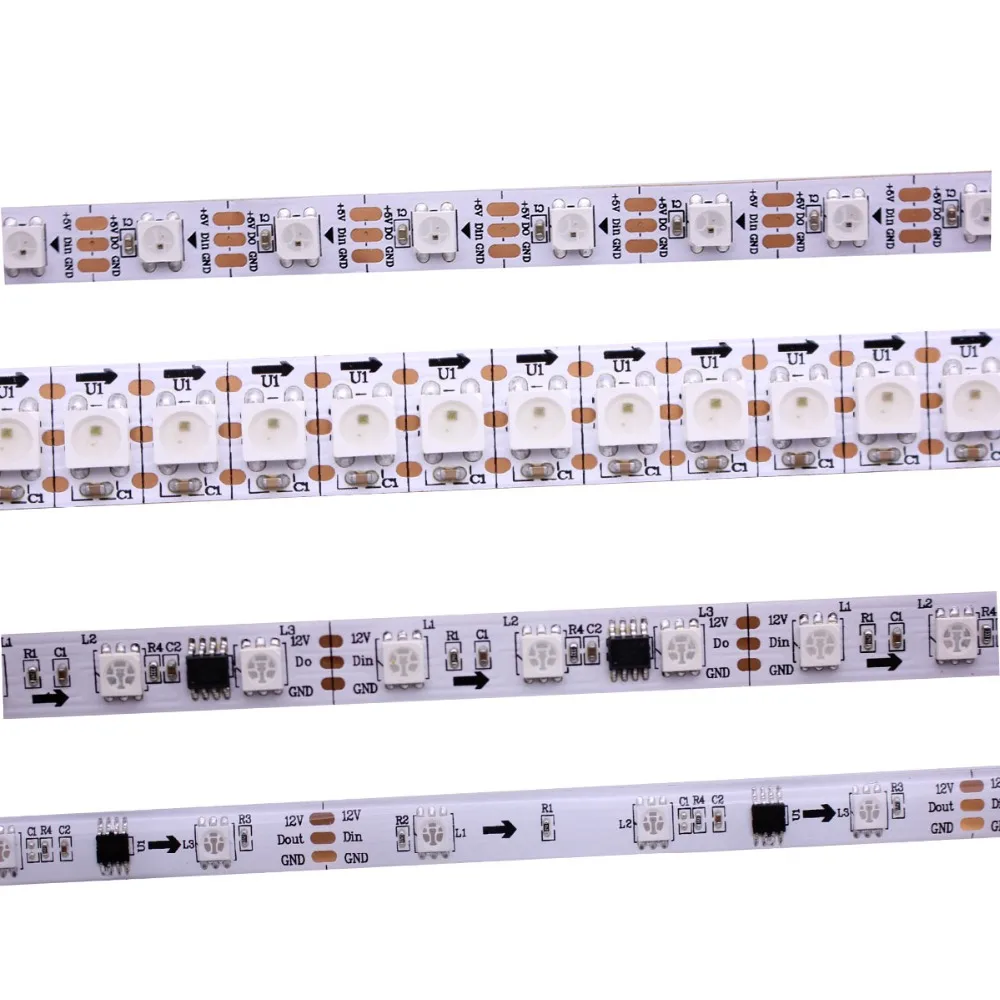 

1M 2M 3M 4M 5M WS2812B WS2811 Led Strip,Individually Addressable Smart RGB Strip,Black/White PCB Waterproof IP30/65/67 DC5V 12V