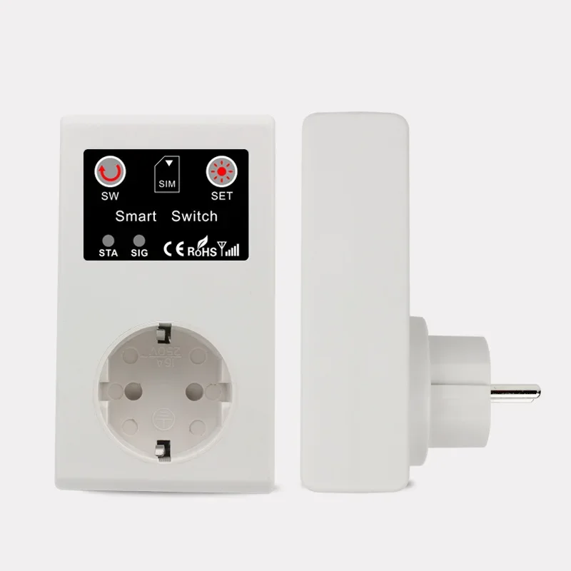 EU GSM Power Socket Remote Control 16A Smart Power Socket Outlet Temperature Sensor Controller Plug Intelligent Relay