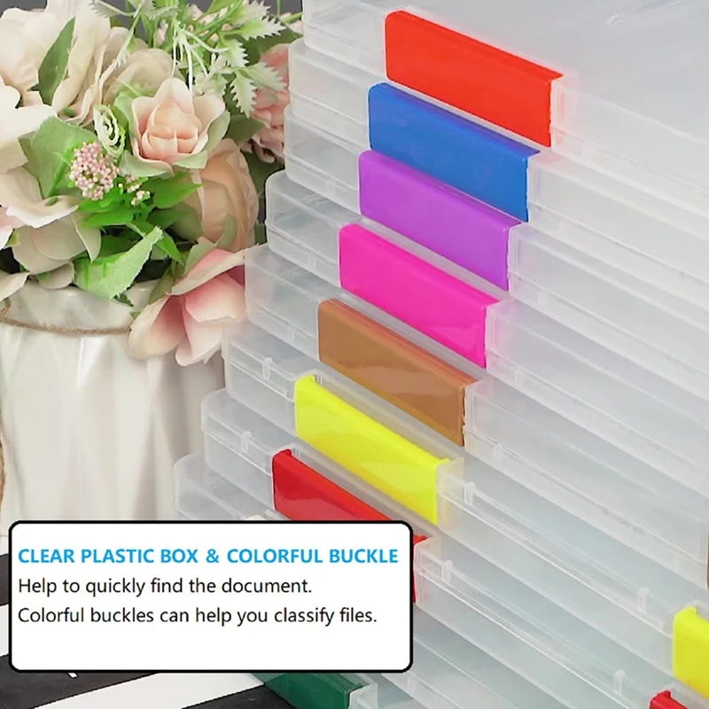 4 Pack A4 File Box,Clear Plastic Document Storage Box,For 8.5Inch X 11Inch Letter Paper, For Magazine File