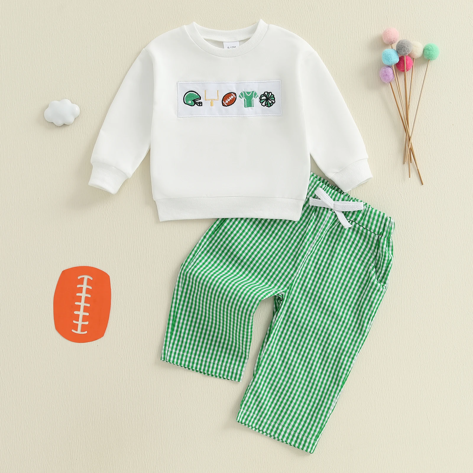 SUNSIOM осенняя одежда для маленьких мальчиков и девочек, пуловер с длинными рукавами и вышивкой, клетчатые штаны с эластичной резинкой на талии, теплая одежда из 2 предметов