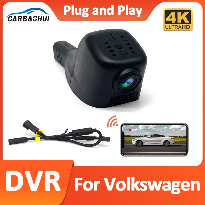 For Volkswagen VW Sharan CC Bora Tiguan Touran Passat Teramont T-Cross Octavia 4K Dash Cam for Car Camera Recorder Dashcam