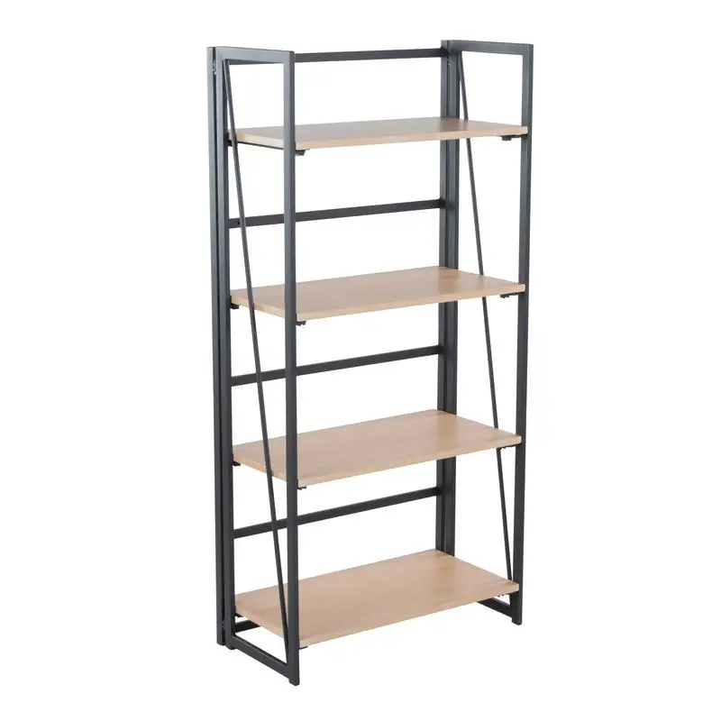 

Contemporary Bookcase in Black Metal and Natural Wood by LumiSource