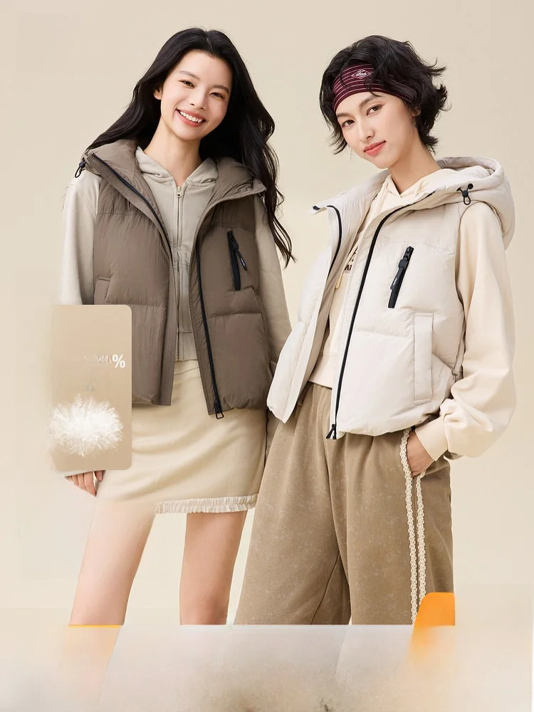 

Snow Mid-Fly 2026 Summer New Women's Casual Fashionable down Vest Outerwear Versatile Mille-White Design Commute Windbreaker
