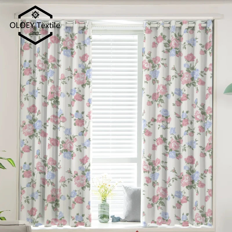 

Delicate Pink Floral Curtains - Digital Print Blossom Garden Blackout Thermal Drapes for Bedroom Decor HD Custom Size and Image