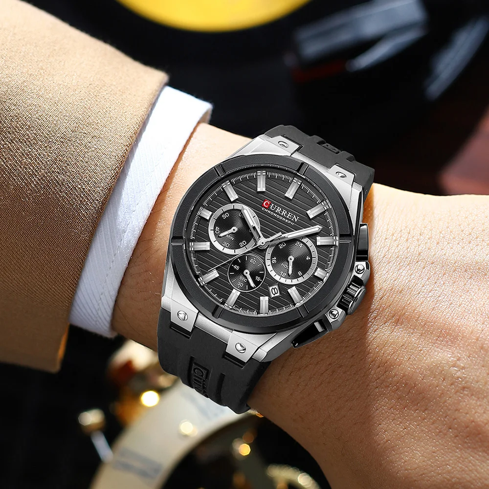 CURREN Fashion Luxury Men Wristwatch Chronograph Date High Quality Quartz Man Watch Waterproof Luminous Military Men's Watches view 2