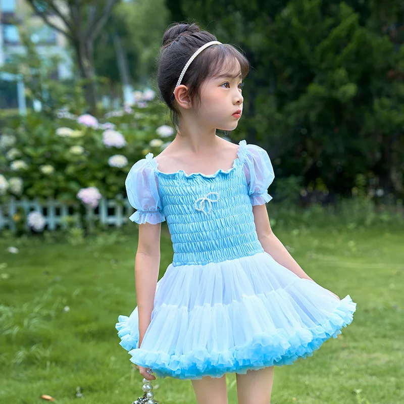 Fashion Baby Girl Princess Butterfly Tutu Dress Puff Sleeve Child Tulle Vestido Pageant Party Birthday kids Clothes L216